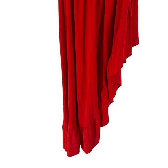 Red One Shoulder Ruffle Dress Size M Zesica High Low Date Night Valentines Sexy - Picture 3 of 7